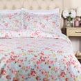 thumbnail image 3 of 300 Thread Count 100% Cotton Floral Duvet Cover & Pillow Shams Set, Twin/Twin XL, Light Blue - Blue Nile Mills, 3 of 6