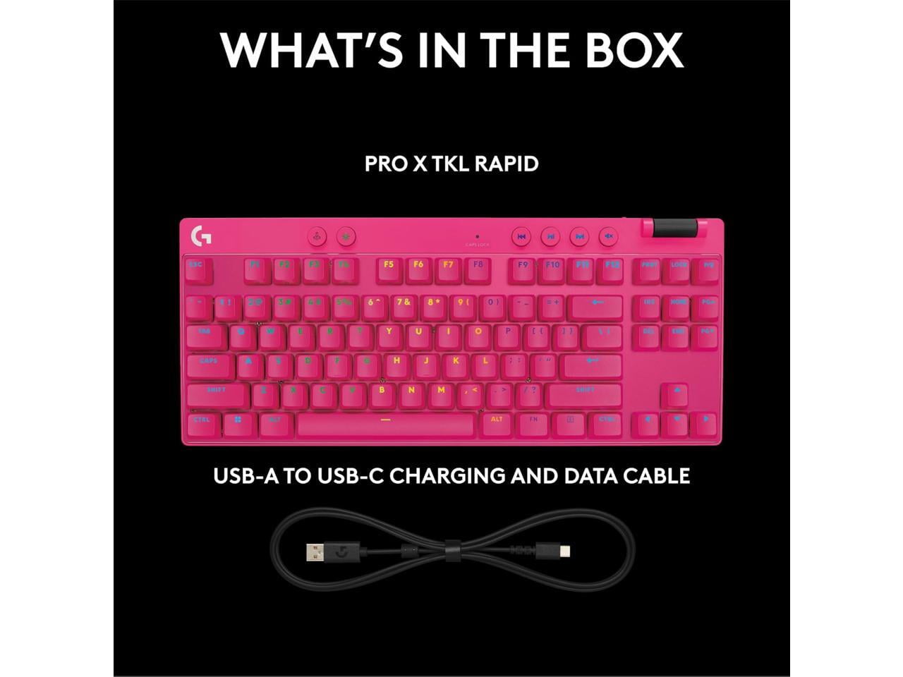 Logitech Pro X TKL RAPID Tenkeyless Wired Gaming Keyboard, Magenta 920-013133