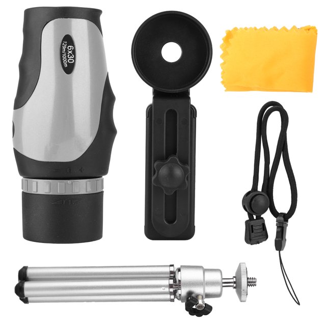 Cámara telescopio tres en uno HD Ormromra lente de zoom Monocular 6 * 30 para teléfono celular plata