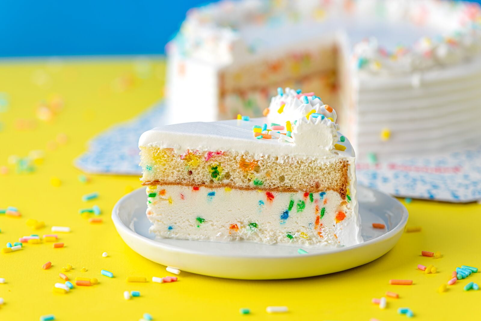 Funfetti Ice Cream Cake with Colorful Sprinkles - Frozen Birthday Dessert