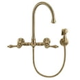 thumbnail image 2 of Alfi Trade WHKWLV3-9301-NT-AB Whitehaus Vintage III Plus Wall Mount Lever Handles Faucet with Side Spray, Antique Brass, 2 of 4
