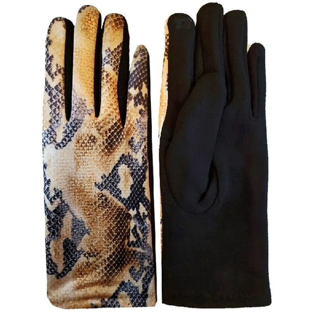 Luxury Divas Python Snake Print Texting Gloves
