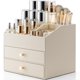 thumbnail image 1 of Organizador de maquillaje Vlando de gran capacidad, piel sintética, color beige, 1 of 9