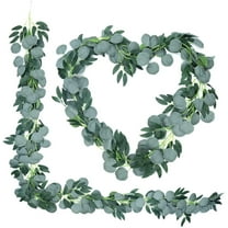 leaveforme 2PCS Artificial Eucalyptus Willow Garlands, Leaf Greenery Garland for Baby Bridal Shower Centerpieces Party Balloon Cake Thanksgiving Halloween Christmas Table Decorations