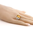 thumbnail image 3 of Gem Stone King 925 Sterling Silver Yellow Citrine and White Moissanite Engagement Ring for Women (8.23 Cttw, Gemstone November Birthstone, Emerald Cut 14X10MM, Size 6), 3 of 6