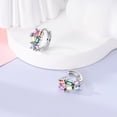 thumbnail image 4 of NARMO Original 925 Sterling Silver Hoop Earrings AAA CZ Colorful T-shaped for Women Jewelry Gift, 4 of 6