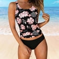 thumbnail image 4 of Erwazi Women's 2 Piece Tankini Set Printed Crew Neck Tank Top Padded Bra Top and Swim Bottoms Bathing Suit Sets, 4 of 6