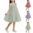 thumbnail image 2 of MKOSPLRT Girls Sleeveless Dress Ruffle Flower Mesh Tutu Gown Kids Flowy Party Skirt Vacation Easter Outfits Pink 0-1 Years, 2 of 6