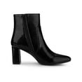 thumbnail image 3 of BLISSFUL STEP Women's Ankle Boots Pointed Toe Snake Print Block Heel Ankle Boots Black 7, 3 of 7