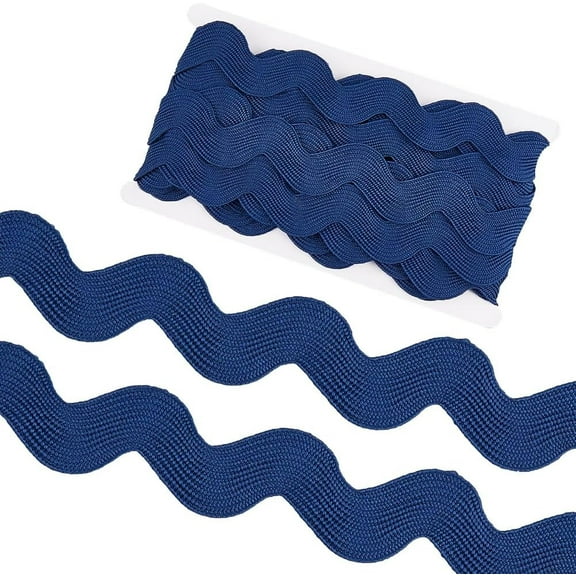 10 Yard 1.58 Inch Jumbo RIC Rac Trim Rick Rack Wave Bending Fringe Lace Trimming Ribbon Large Sewing Woven Fabric for Crafts Wrapping Wedding Cloth(Prussian Blue)