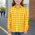 thumbnail image 4 of Ulitacool Tops For Girls Long Sleeve Plaid Shirts Button Down Clouse Fall Winter Lapel Blouse Relax Fit Wear Yellow 7-8 Years, 4 of 6