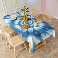 thumbnail image 3 of Blue Tie Dye Mandala Pattern Rectangle Tablecloth 60"x120",Waterproof Polyester Rectangle Table Cloth, Wipeable Spillproof Polyester Tablecloth for Dining, Camping, Indoor and Outdoor, 3 of 6