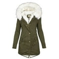thumbnail image 2 of Luowei Winter Thermal Christmas Jackets, Green Loose Casual Outdoor Coats, Women Plus Size Winter Coat Lapel Collar Long Sleeve Jacket Vintage Thicken Coat Jacket Warm Hooded Thick Padded Outerwear B, 2 of 4