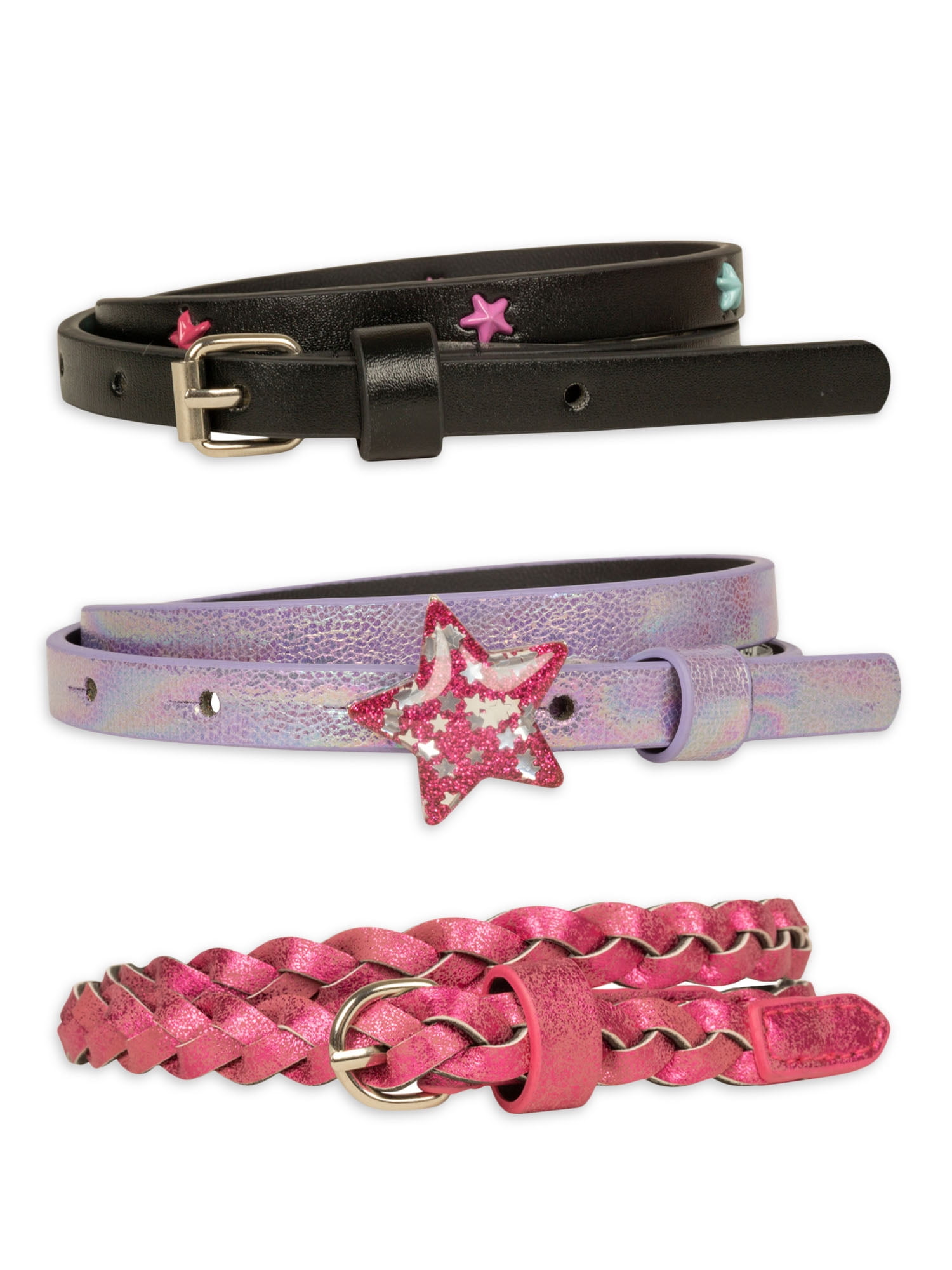 Wonder Nation Girls Belts, 3Pack, Sizes XSXXL