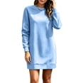 thumbnail image 5 of Squevariel Long Sleeve Sweatshirt Dress for Women Crew Neck Solid Color Casual Dress Mini Dress, 5 of 9