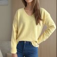 thumbnail image 5 of GigrtiJin Womens Pullover Sweaters Fall Winter Knitted Loose Long Sleeve Blouse Fashion V-Neck Casual Comfy Tops, 5 of 6