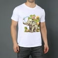 thumbnail image 2 of Men's Graphic TeeWatercolor Elephant Letter Print T-Shirts Round Neck Short Sleeves Sizes XS-5XL Summer Daily Casual Tops, 2 of 5