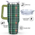 thumbnail image 3 of Green and Red Checkered Stripes 40 Oz Tumbler with Handle Lid and Straw Stainless Steel Double Walled Vacuum Insulated Cup Merry Christmas Gifts Tumbler for Women Men Friends Outdoor Indoor, 3 of 6