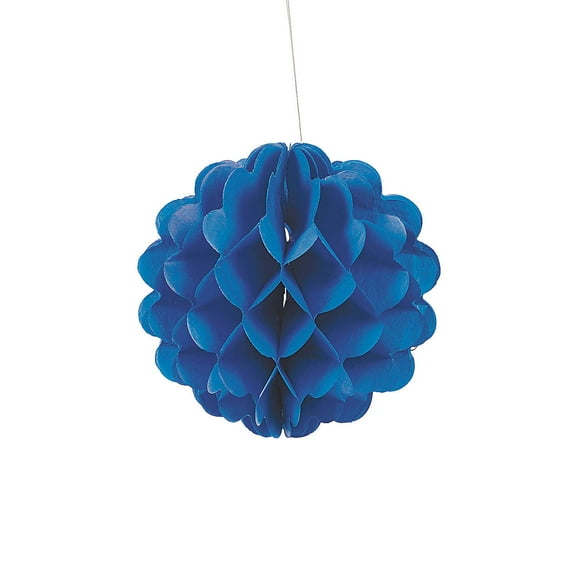 Fun Express - Blue 8" Tissue Balls - Party Decor - Hanging Decor - Tissue - 12 Pieces