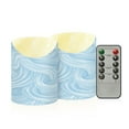 thumbnail image 2 of RMDQTR 2PCS Tapered Flickering Flame Candle Lamp LED Simulated Candle Christmas Holiday Decorations Flame-Free Safety Ambient Lighting Light Blue Wavy Lines, 2 of 8