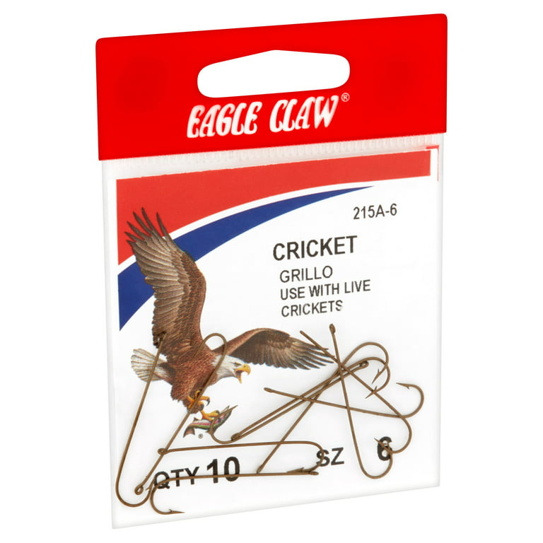 Eagle Claw Cricket Aberdeen Light Wire Long Shank Fishing Hooks, Bronze,  Size 6, 10 Pack