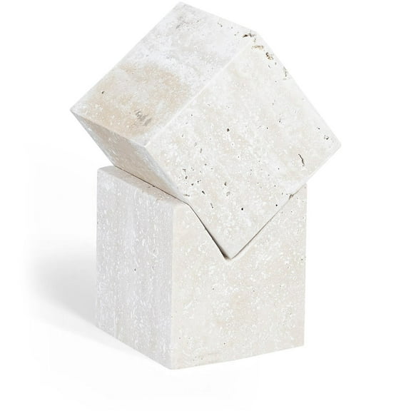 Meridina Furniture Quad Beige Travertine Decorative Cube
