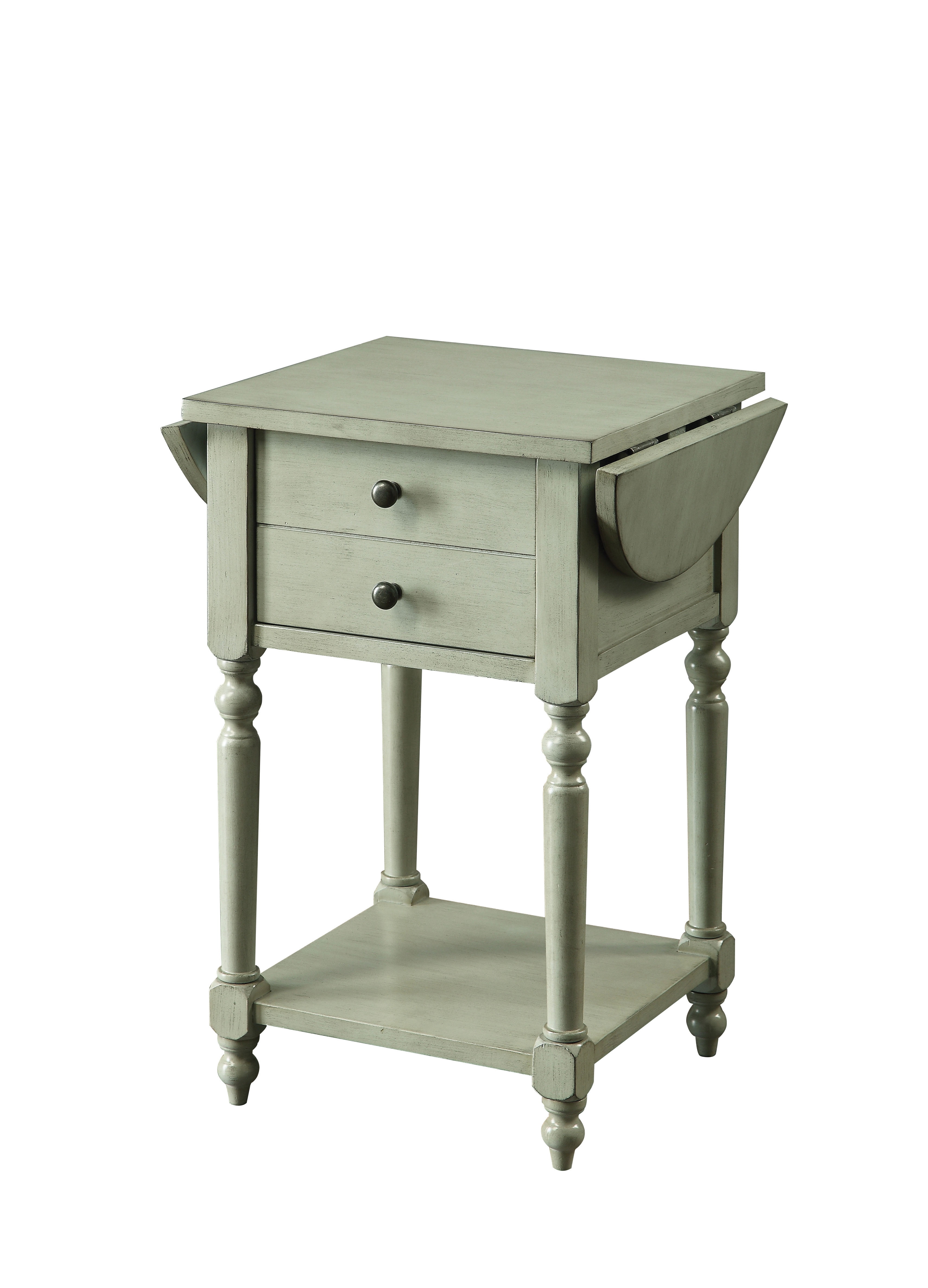 Furniture of America Wenslo Farmhouse Drop Leaf Side Table, Antique