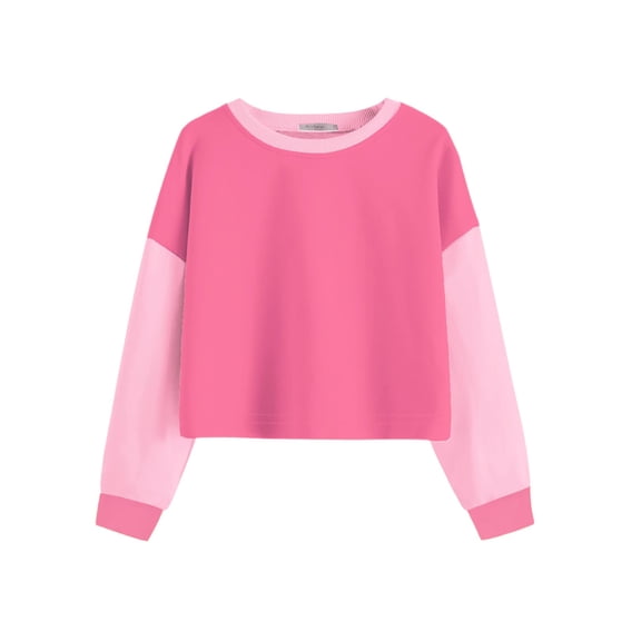 Pink Girls Cropped Sweatshirt 14-16Y Long Sleeve Pullover Crewneck Top