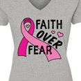 thumbnail image 4 of Inktastic Breast Cancer Awareness Faith Over Fear Women's V-Neck T-Shirt, 4 of 5