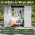 thumbnail image 3 of AOXUN Horizontal Storage Sheds 61 Cu.ft, HDPE Outdoor Storage Box 160 Gallon, Waterproof Lockable Resin Deck Box with Spring-Assisted Lid, Patio Storage for Garden, Pool, Cushions, Tools, White, 3 of 16