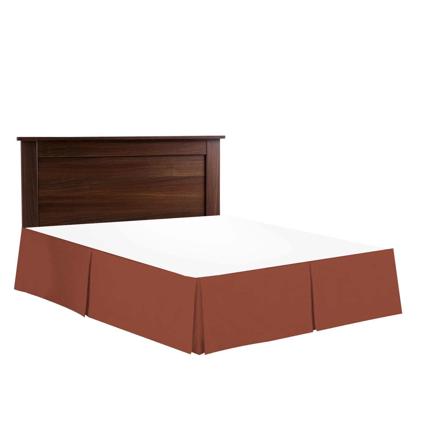 14" Tailored Pleated Bed Skirt Dust Ruffle, Cal King, Rust Orange, by Clara Clark