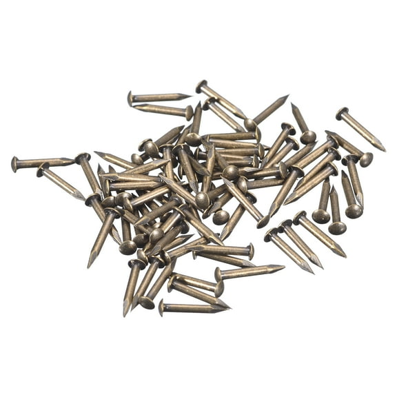 Uxcell 140Pcs Small Tiny Nails 1.5x12mm(DxL) Tiny Brass Nails Hardware Round Head Brass Nail for Wooden DIY Projects, Bronze Tone