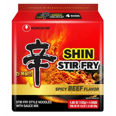 Nongshim Spicy Beef Shin Stir Fry Noodles 4 ct / 4.58 oz Packaging May Vary