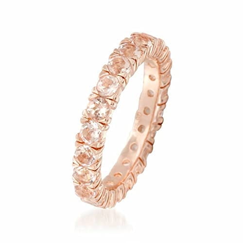 HeartsAndYou 3ct Natural Peach Morganite Full Eternity Wedding Band Ring 14k SOLID Rose Gold