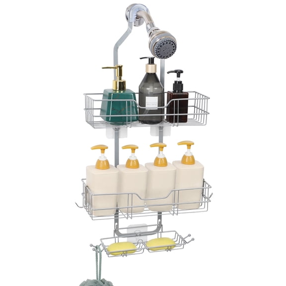 3-Tier Hanging Shower Head Caddy Bathroom Storage Bath Shelf Organizer Rack