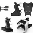 thumbnail image 1 of Cargador de controlador inalámbrico compatible con estación de carga PS5 con dos puertos USB, indicador LED, base de carga, 1 of 9