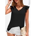 thumbnail image 3 of PRETTYGARDEN Womens Blouses Dressy Casual Summer V Neck Ruffle Cap Sleeve Business Work Tops Spring Teacher Shirts, 3 of 10