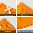 thumbnail image 5 of LittleSpring Little Boys Summer Cotton Shorts with Pockets Casual Drawstring Athletic Shorts Terry Orange Size 6, 5 of 6