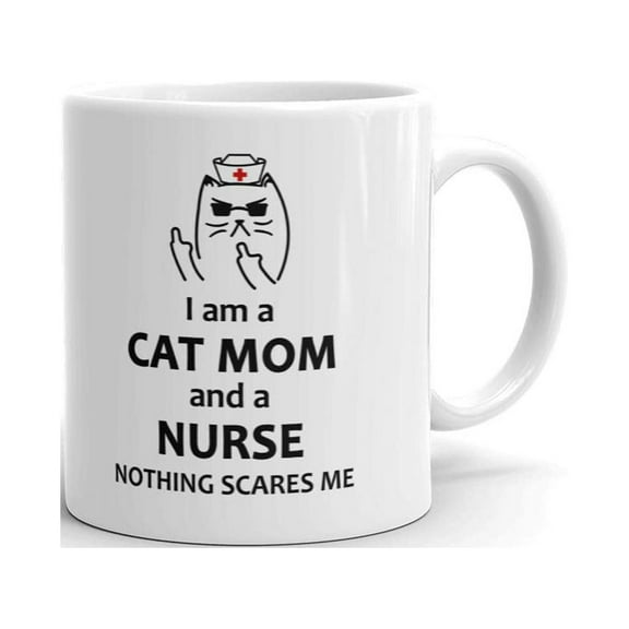 I am A Cat Mom and A Nurse Coffee Tea Ceramic Mug Office Work Cup Gift
