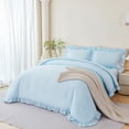 thumbnail image 3 of URBONUR Light Blue Bedding Sets Twin 5Pcs Ruffle Bed in A Bag Farmhouse Comforter Set Soft Microfiber Bedding Comforter Set for All Season(Blue Twin), 3 of 10