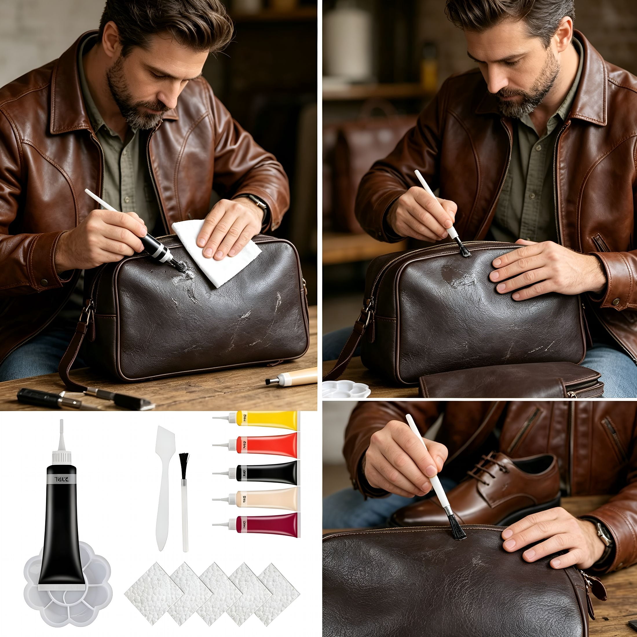 RAGUPEL Advanced Leather Repair Gel,Leather Repair Kit for Car Seat Vinyl Repair Kit,Professional Leather Repair Kit for Car Seat,Multifunctional Couch and Jacket Repair Kit(Black)