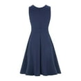 thumbnail image 5 of Women's Casual Dresses Classic Pleated A-Line Ruffles Dress V-Neck Minimalist Sleeveless Plus Size Sundress Navy Outfits for Wedding Guest XL, 5 of 7
