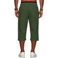 thumbnail image 5 of Men's Pants Elastic Waist Drawstring 3/4 Length Solid Textured Knit Loose Soft Breathable Summer Bottoms for Gym Workout Weekend Outings and Active Days Dark Green 2XL, 5 of 9