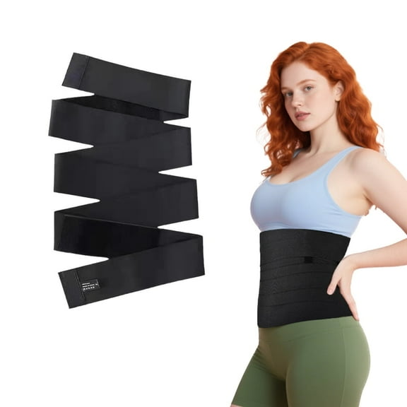 Women's Waist Trimmer for Lower Belly Fat, Postpartum Abdominal Wrap Band Black