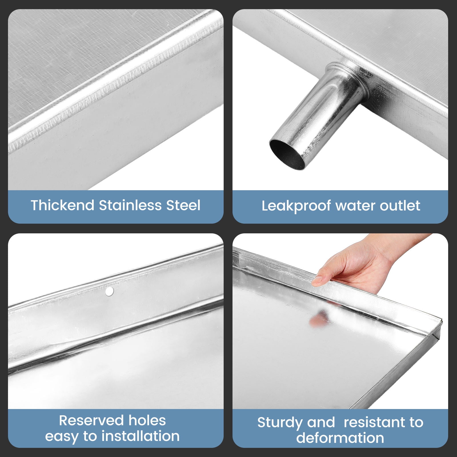 Phenofice Stainless Steel Air Conditioner Drain Pan Set with Easy Installation for Home and Use