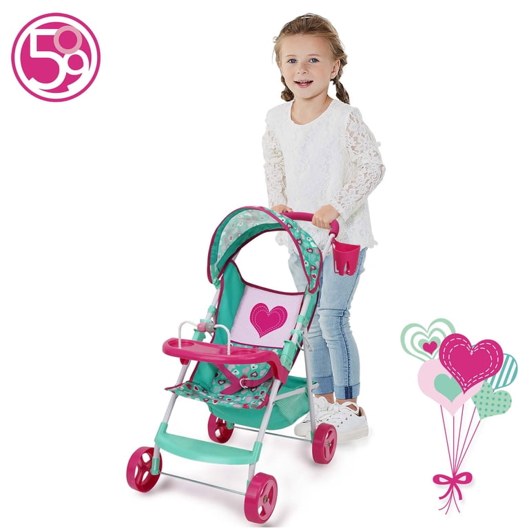 509 Crew Sarah Doll Stroller, Hot Pink/Green Cup Holder photo 5