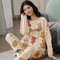 thumbnail image 1 of Pijama de algodón puro para mujer, traje informal holgado Simple de manga larga, 5XL talla grande, modelos de primavera y otoño, servicio a domicilio, 1 of 4