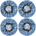 thumbnail image 2 of Shower Caps,Pioneer Flower Floral Print Pattern Waterproof Shower Cap for Women 4 Pieces,Double Reusable Hair Cover for Shower PEVA Elastic Stretch Hem, 2 of 7