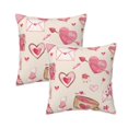 thumbnail image 1 of Velvet Decorative Throw Pillow Covers Set of 2, Soft Square Cushion Cover with Invisible Zipper Valentines Pink Flower Heart Printing, 20"x20", 1 of 7