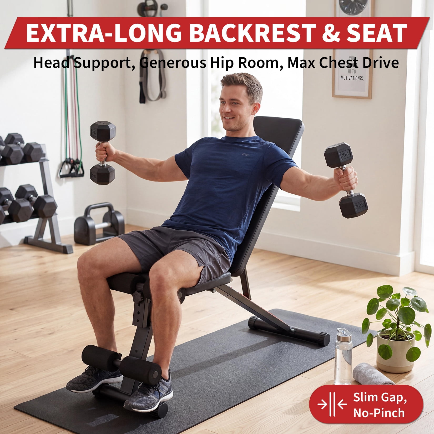 Ataujin Multi-Functional Weight Bench, Adjustable Foldable Weight Bench, Heavy Duty Workout Bench with Multi-Position Incline Decline Flat, Full Body Strength Training Bench